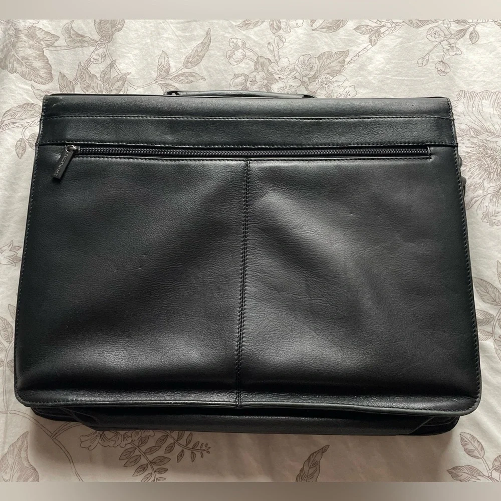 Kenneth Cole Reaction Black Leather Laptop Bag‎ Briefcase Career Work School